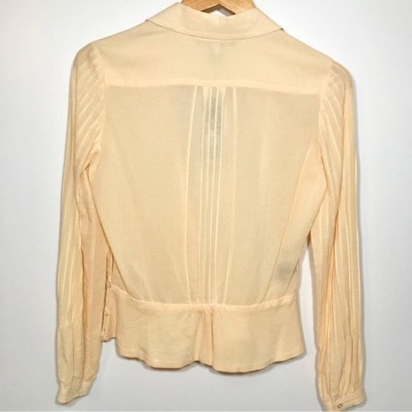Marc Jacobs Pintuck Pleated Peplum Blouse Sz 4 Butternut Yellow NWT - Picture 3 of 11